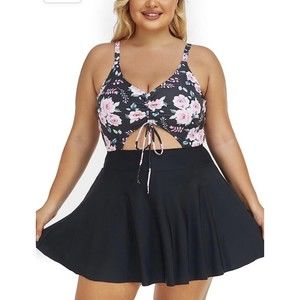 Summer Mae Cherry Rose One Piece Swimsuit Tummy Control Swim Dress Size 18W NWT